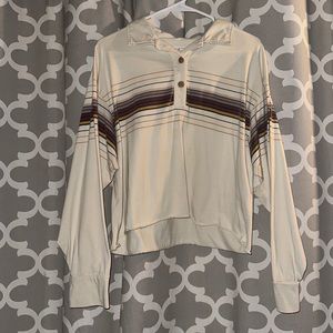 Long sleeve polo styled shirt with retro stripe